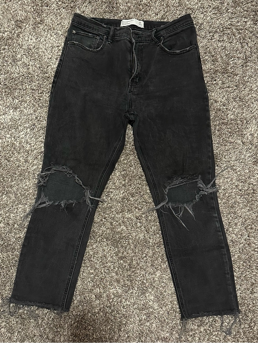 Abercrombie & Fitch Women Black Ripped Skinny Jeans sz 30